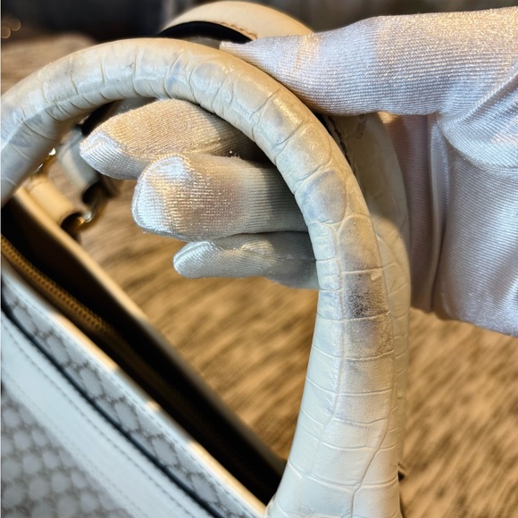 Celine Tan and White Tote Bag Elegant Design - Picture 3 of 12